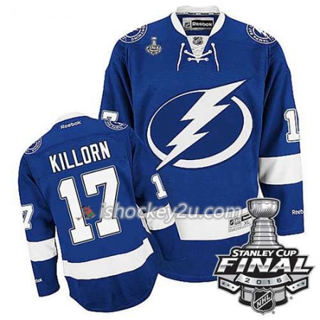 Reebok NHL Tampa Bay Lightning Trøje Alex Killorn #17 Blå Hjemme 2016 Stanley Cup