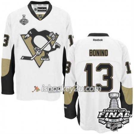 Reebok NHL Pittsburgh Penguins Trøje Nick Bonino #13 Hvid Udebane 2016 Stanley Cup