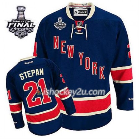 Reebok Mænd NHL New York Rangers Trøje Derek Stepan #21 Tredje Blå 2014 Stanley Cup