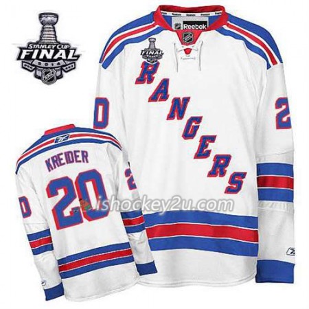Reebok Mænd NHL New York Rangers Trøje Chris Kreider #20 Udebane Hvid 2014 Stanley Cup