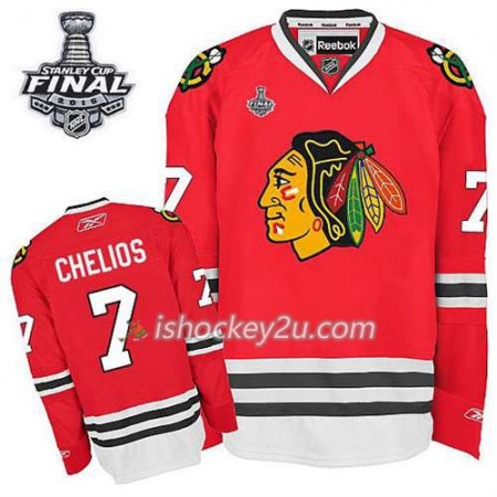 Reebok Mænd NHL Chicago Blackhawks Trøje Chris Chelios #7 Hjemme Rød 2015 Stanley Cup