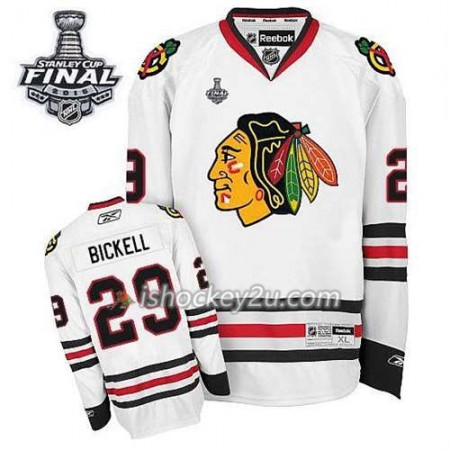 Reebok Mænd NHL Chicago Blackhawks Trøje Bryan Bickell #29 Udebane Hvid 2015 Stanley Cup