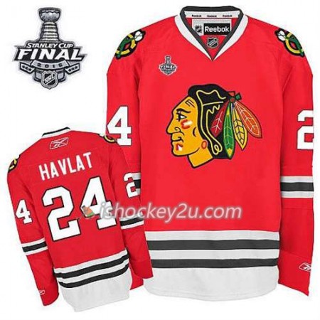 Reebok Mænd NHL Chicago Blackhawks Trøje Martin Havlat #24 Hjemme Rød 2015 Stanley Cup