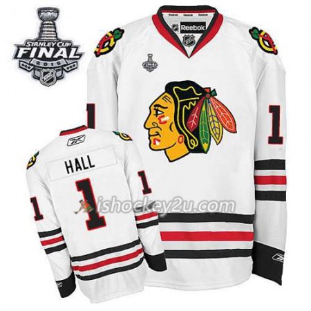 Reebok Mænd NHL Chicago Blackhawks Trøje Evgeni Nabokov #1 Udebane Hvid 2015 Stanley Cup