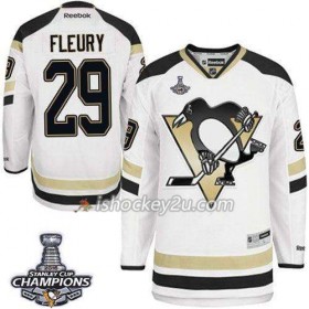 Reebok NHL Pittsburgh Penguins Trøje Marc-Andre Fleury 29 Hvid Udebane 2016 Stanley Cup