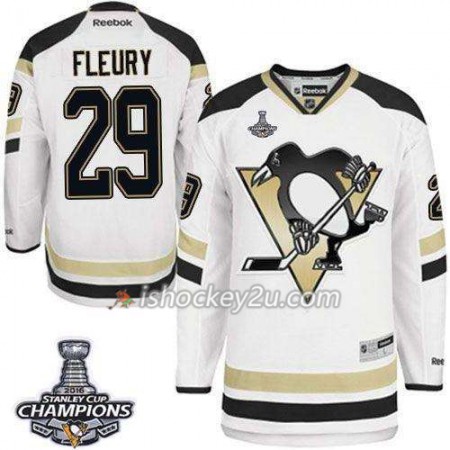 Reebok NHL Pittsburgh Penguins Trøje Marc-Andre Fleury 29 Hvid Udebane 2016 Stanley Cup