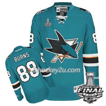 Reebok NHL San Jose Sharks Trøje Brent Burns #88 Teal Hjemme 2016 Stanley Cup