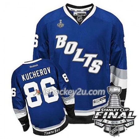 Reebok NHL Tampa Bay Lightning Trøje Nikita Kucherov #86 Blå Tredje 2016 Stanley Cup