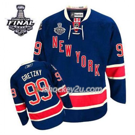 Reebok Mænd NHL New York Rangers Trøje Wayne Gretzky #99 Tredje Blå 2014 Stanley Cup
