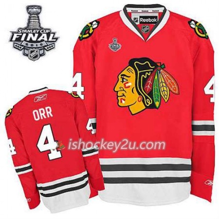 Reebok Mænd NHL Chicago Blackhawks Trøje Bobby Orr #4 Hjemme Rød 2015 Stanley Cup
