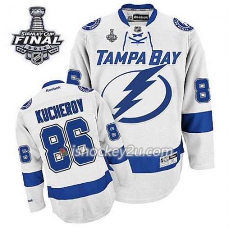 Reebok Mænd NHL Tampa Bay Lightning Trøje Nikita Kucherov #86 Udebane Hvid 2015 Stanley Cup