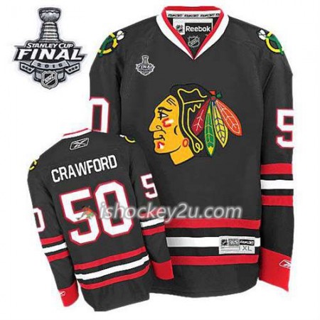 Børn NHL Chicago Blackhawks Trøje Corey Crawford #50 Tredje Sort 2015 Stanley Cup