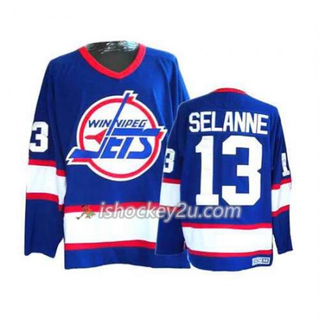 Reebok Mænd NHL Winnipeg Jets Trøje Teemu Selanne #13 Blå Hvid