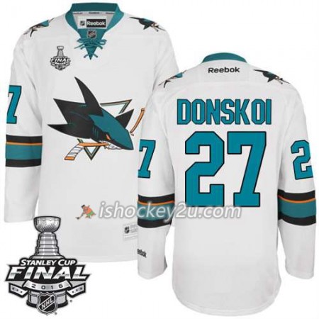 Reebok NHL San Jose Sharks Trøje Joonas Donskoi #27 Hvid Udebane 2016 Stanley Cup