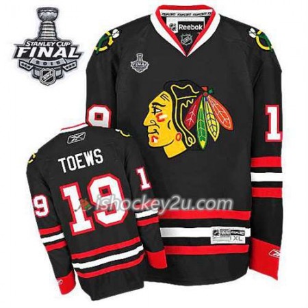 Børn NHL Chicago Blackhawks Trøje Jonathan Toews #19 Tredje Sort 2015 Stanley Cup