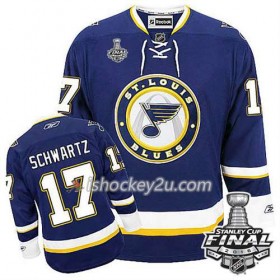 Reebok NHL St. Louis Blues Trøje Jaden Schwartz #17 Blå Tredje 2016 Stanley Cup