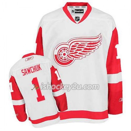 Reebok Mænd NHL Detroit Red Wings Trøje Terry Sawchuk #1 Udebane Hvid