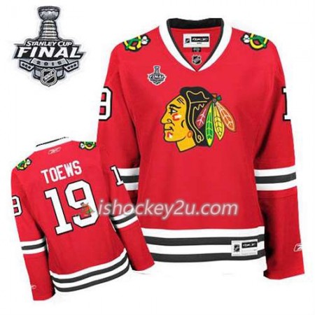 Reebok Dame NHL Chicago Blackhawks Trøje Jonathan Toews #19 Hjemme Rød 2015 Stanley Cup