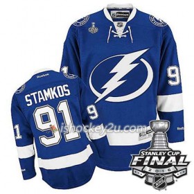 Reebok NHL Tampa Bay Lightning Trøje Steven Stamkos #91 Blå Hjemme 2016 Stanley Cup