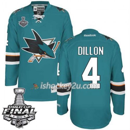 Reebok NHL San Jose Sharks Trøje Brenden Dillon #4 Teal Hjemme 2016 Stanley Cup