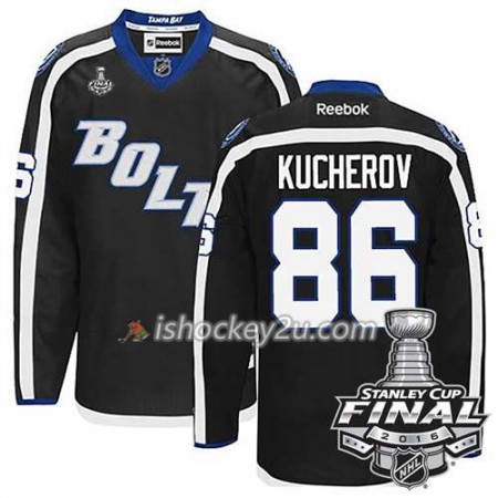 Reebok NHL Tampa Bay Lightning Trøje Nikita Kucherov #86 Sort Tredje 2016 Stanley Cup