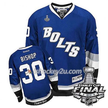 Reebok NHL Tampa Bay Lightning Trøje Ben Bishop #30 Blå Tredje 2016 Stanley Cup