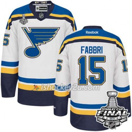 Reebok NHL St. Louis Blues Trøje Robby Fabbri #15 Hvid Udebane 2016 Stanley Cup