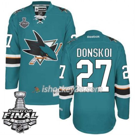 Reebok NHL San Jose Sharks Trøje Joonas Donskoi #27 Teal Hjemme 2016 Stanley Cup