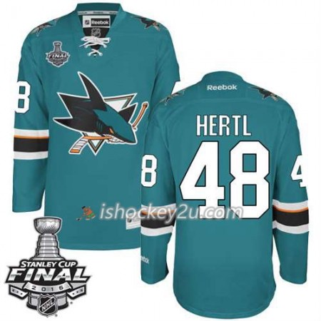 Reebok NHL San Jose Sharks Trøje Tomas Hertl #48 Teal Hjemme 2016 Stanley Cup