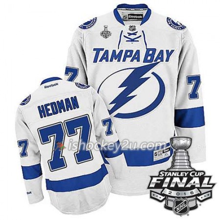 Reebok NHL Tampa Bay Lightning Trøje Victor Hedman #77 Hvid Udebane 2016 Stanley Cup