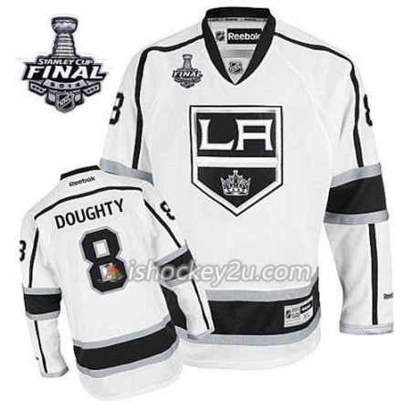 Børn NHL Los Angeles Kings Trøje Drew Doughty #8 Udebane Hvid 2014 Stanley Cup