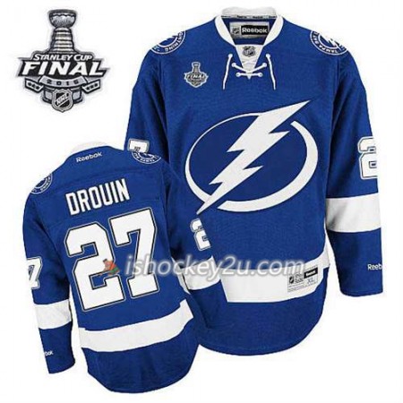 Reebok Mænd NHL Tampa Bay Lightning Trøje Jonathan Drouin #27 Hjemme Blå 2015 Stanley Cup