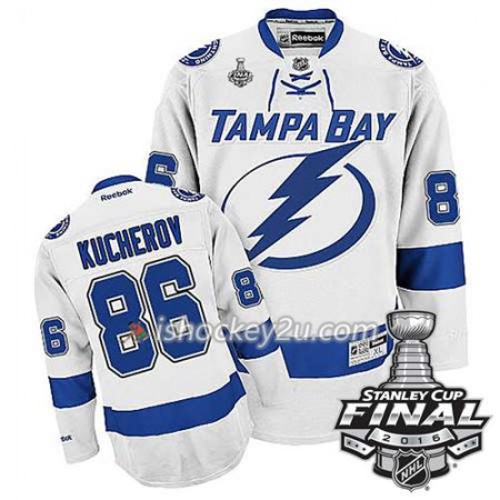 Reebok NHL Tampa Bay Lightning Trøje Nikita Kucherov #86 Hvid Udebane 2016 Stanley Cup