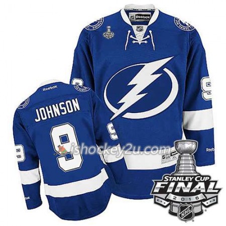 Reebok NHL Tampa Bay Lightning Trøje Tyler Johnson #9 Blå Hjemme 2016 Stanley Cup