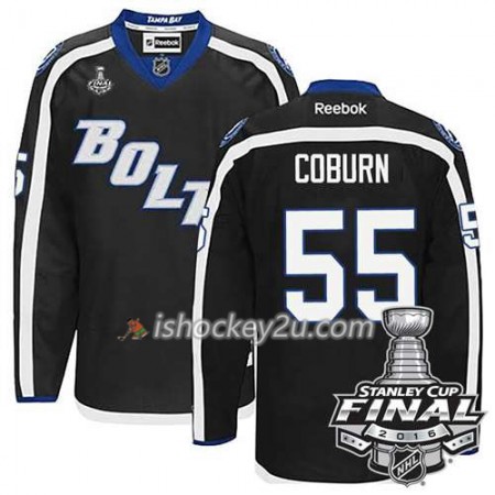 Reebok NHL Tampa Bay Lightning Trøje Braydon Coburn #55  Sort Tredje 2016 Stanley Cup