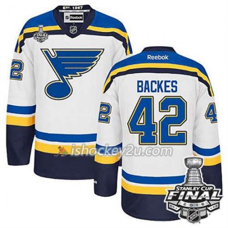 Reebok NHL St. Louis Blues Trøje David Backes #42 Hvid Udebane 2016 Stanley Cup