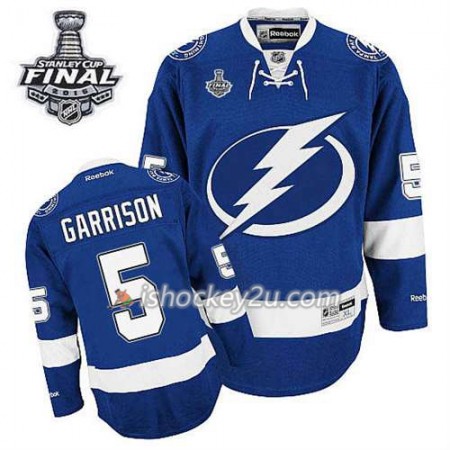 Reebok Mænd NHL Tampa Bay Lightning Trøje Jason Garrison #5 Hjemme Blå 2015 Stanley Cup