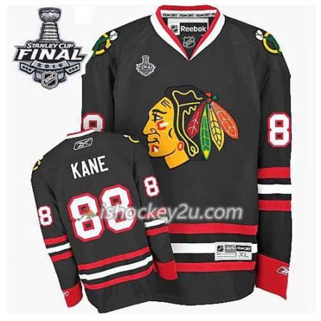 Reebok Mænd NHL Chicago Blackhawks Trøje Patrick Kane #88 Tredje Sort 2015 Stanley Cup
