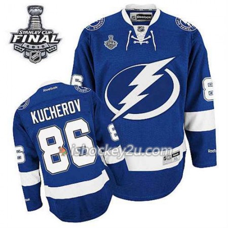 Reebok Mænd NHL Tampa Bay Lightning Trøje Nikita Kucherov #86 Hjemme Blå 2015 Stanley Cup