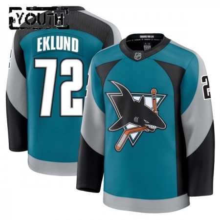 Børn NHL San Jose Sharks Trøje Fanatics Premium William Eklund 2025-26 Teal Tredje