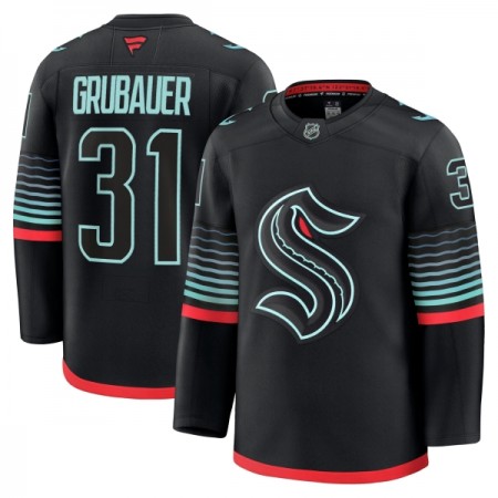 Mænd NHL Seattle Kraken Trøje Fanatics Premium Philipp Grubauer 2025-26 Sort Tredje