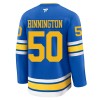 Mænd NHL St. Louis Blues Trøje Fanatics Premium Binnington Jordan 2025-26 Blå Hjemme